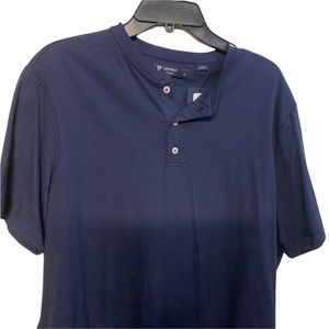 Cremieux men’s Large navy blue henley  shirt cotton